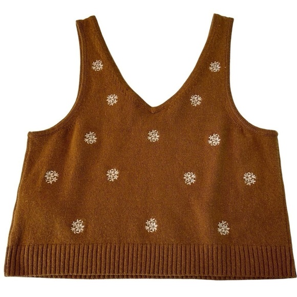 NWT MADEWELL WOOL BLEND FLOWER EMBROIDERED SWEATER TANK SIZE XL - Picture 5 of 10